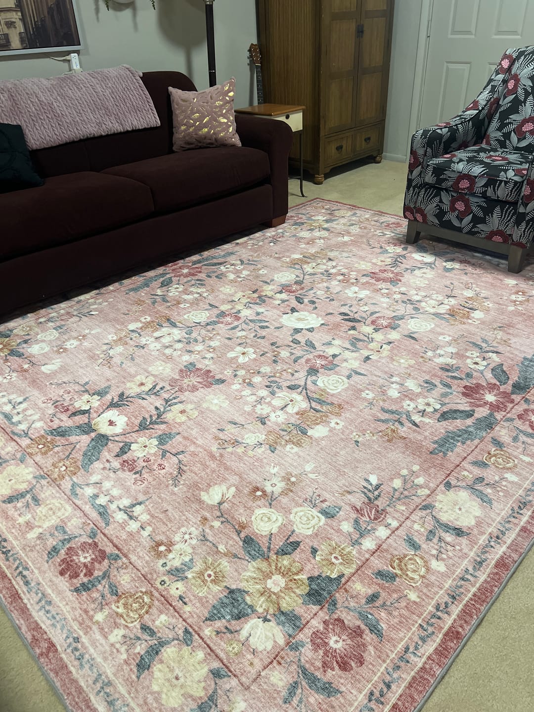 Customer photo review of Chloris Washable Area Rug - Pink