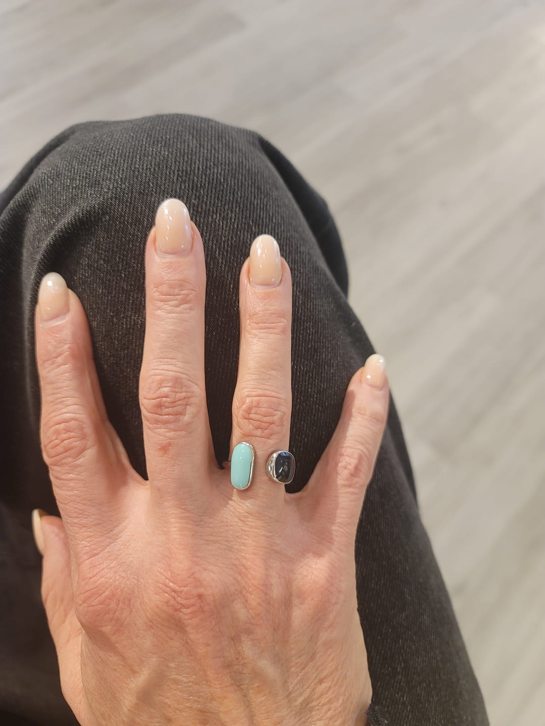 Customer photo review of Aquamarine Wrap Silver Ring