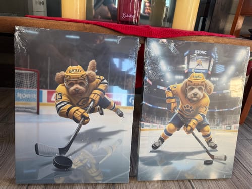 Customer photo review of Artzuzu Custom Portrait For Pets - The Ice Hockey Player