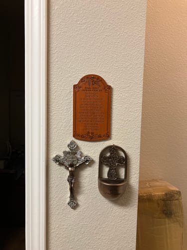 Customer photo review of 7" Hail, Holy Queen Carved Wood Plaque