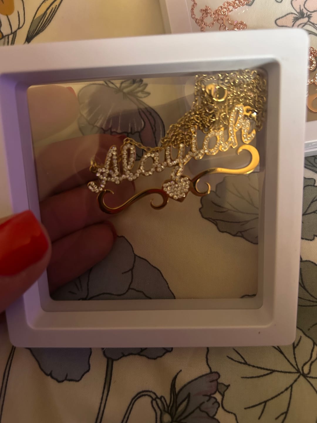 Customer photo review of Kids Iced Heart Name Necklace