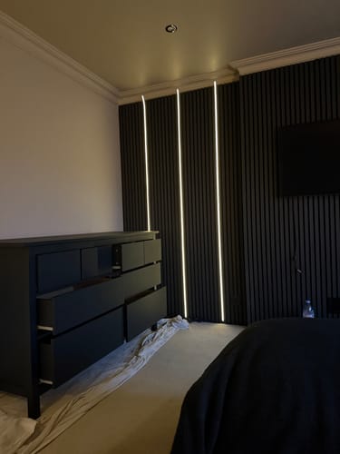 Customer photo review of Wooden Wall Panel | Black Oak | Premium 3-sided Wood Veneer
