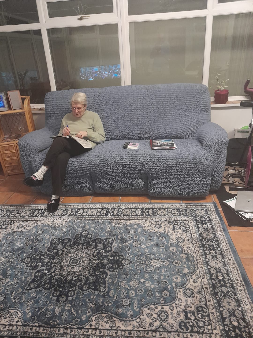 Customer photo review of 3 Seater Recliner Sofa Cover - Blue, Microfibra