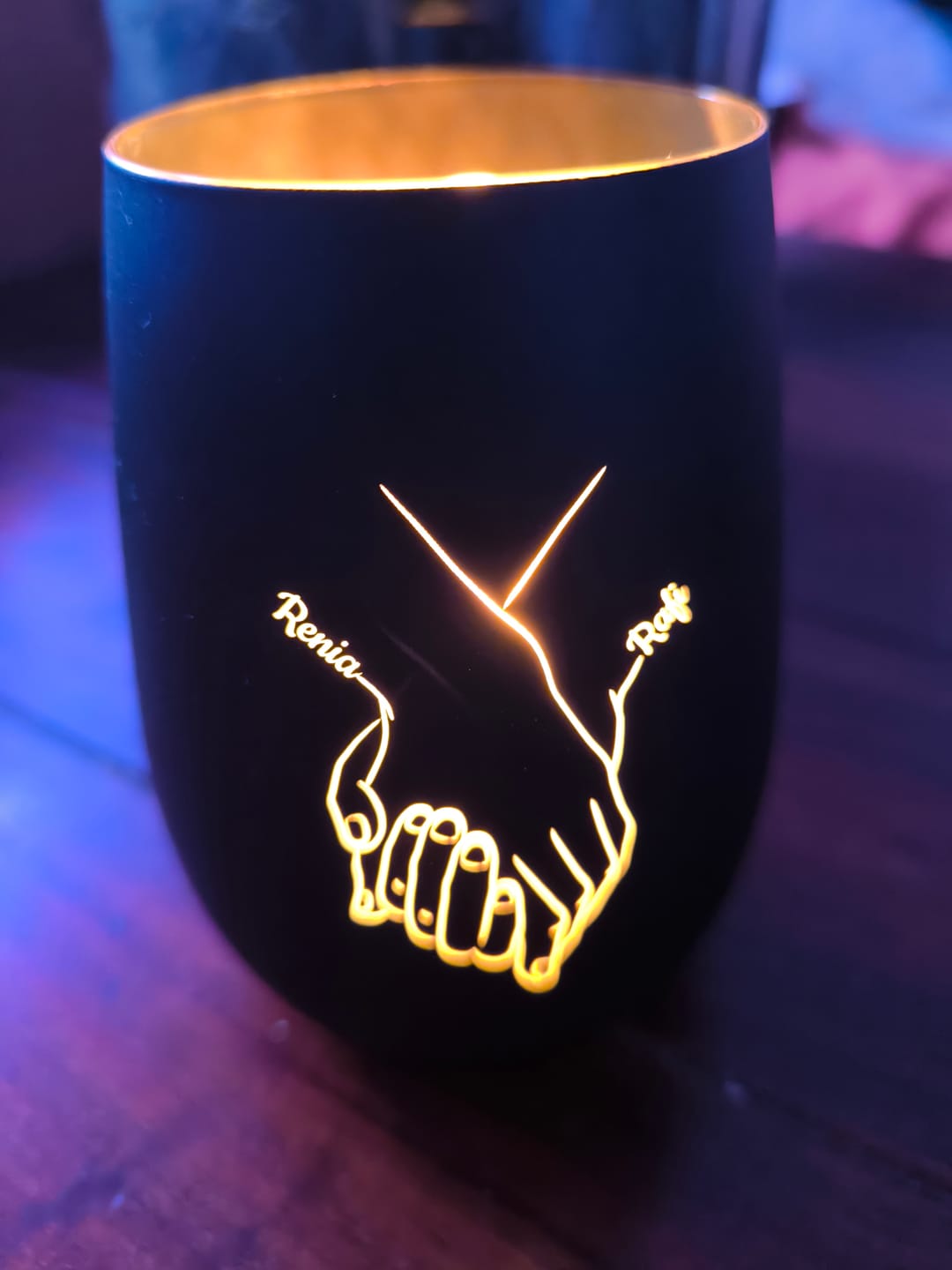 Customer photo review of Hand in Hand - Personalisiertes Windlicht
