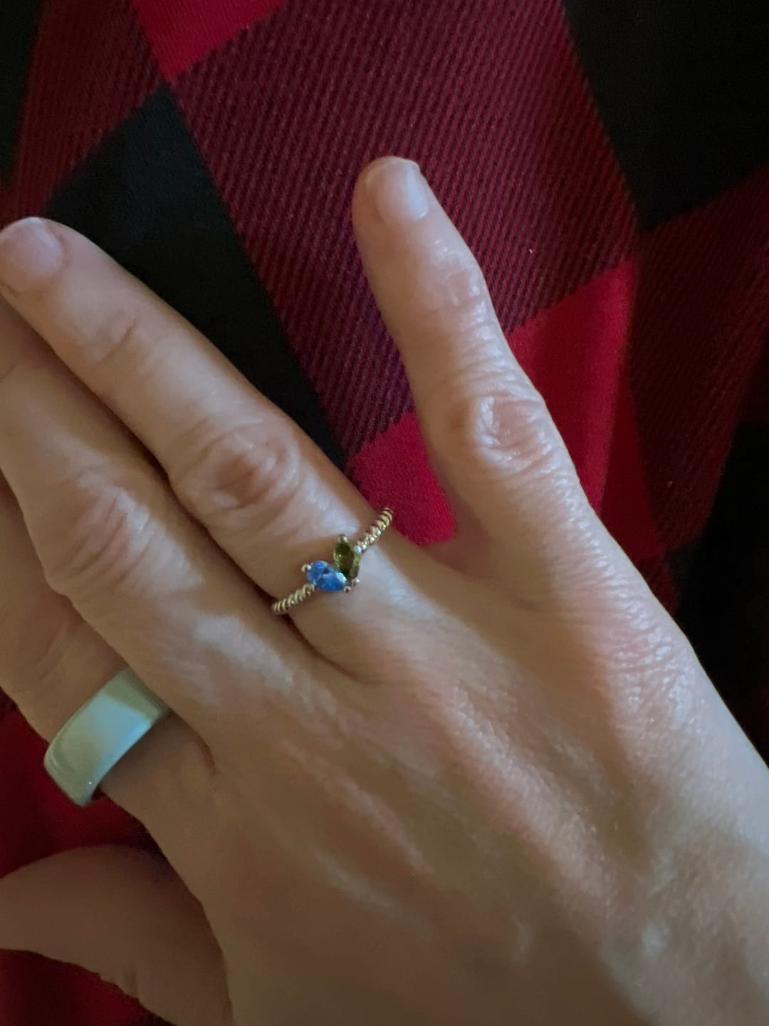 Customer photo review of Custom Tiny Heart Birthstone Adjustable Ring