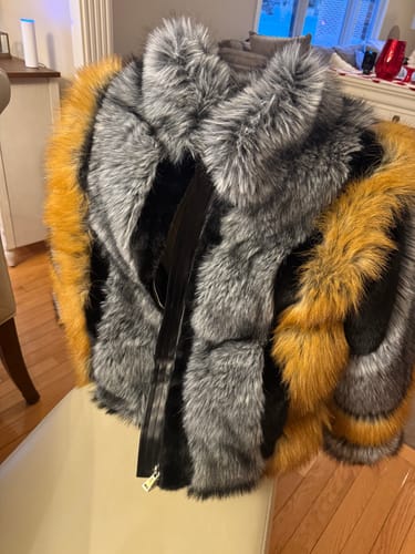 Customer photo review of CORA-GREYMULTI FAUX FUR COAT