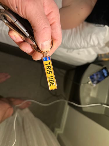 Customer photo review of Personalised Metal Number Plate Keyring