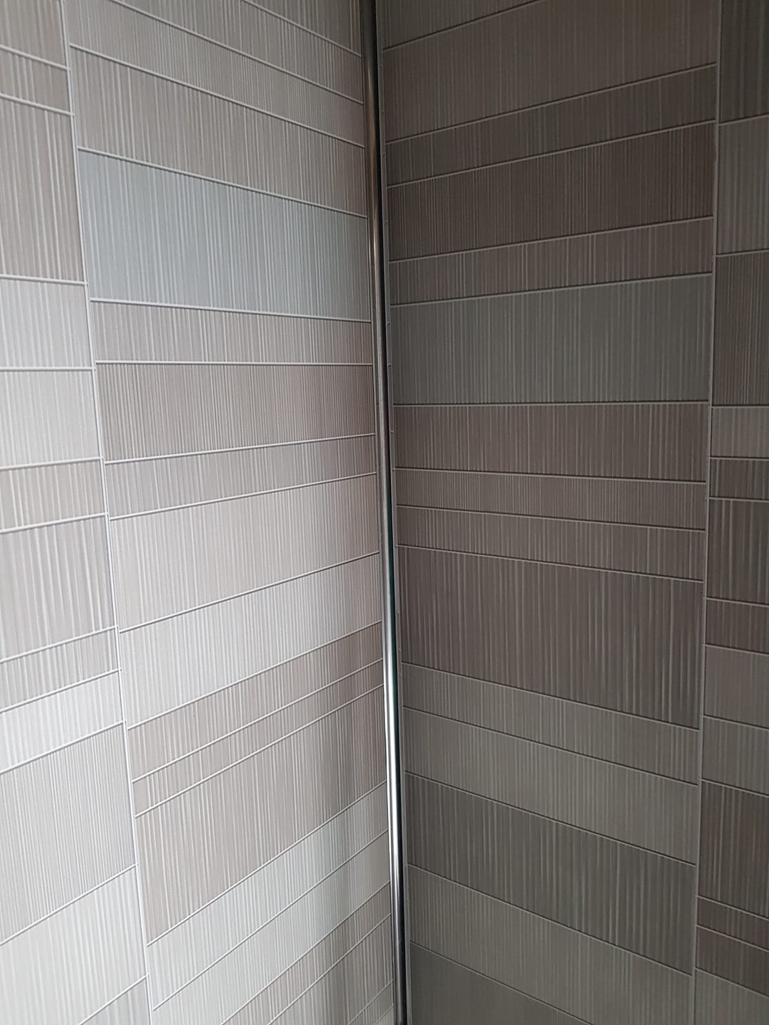 Customer photo review of 8mm Light Grey Mosaic Bathroom Wall Panel 2.6M