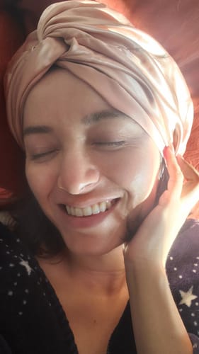 Customer photo review of Atelier Medica Organic Silk Hair Bonnet