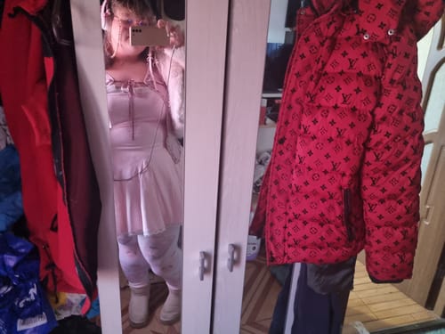 Customer photo review of Dolly Polka Dot Dress + Petticoat (Pink)