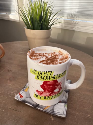 Customer photo review of We Know Neon Mug