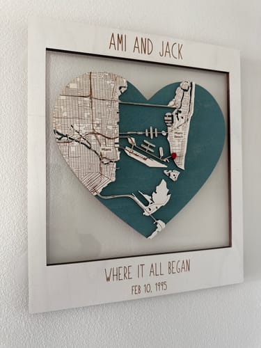 Customer photo review of Where It All Began 3D Wooden Location/City Map