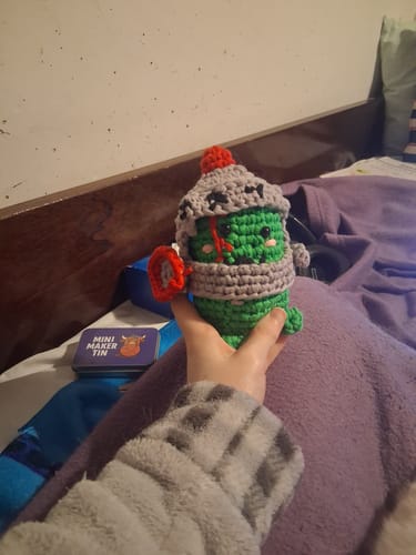 Customer photo review of Marsh The Knight Frog Crochet Kit