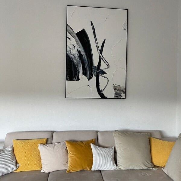 Customer photo review of Elegance in Contrast – Black and White Abstract Painting