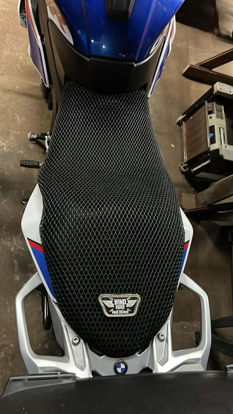 Wind Rider mesh seat cover on a BMW S 1000 XR
