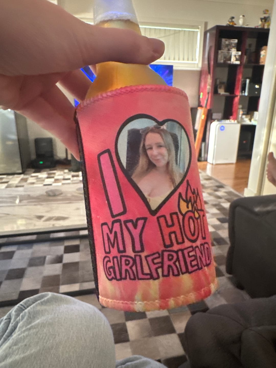 Customer photo review of I Love My Hot Girlfriend ❤️‍🔥 - Personalised Stubby Holder