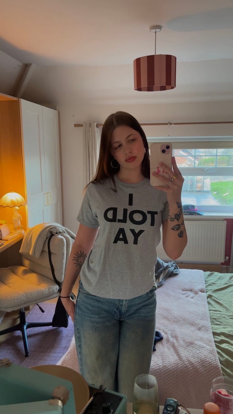 Customer photo review of Challengers I Told Ya Baby Tee
