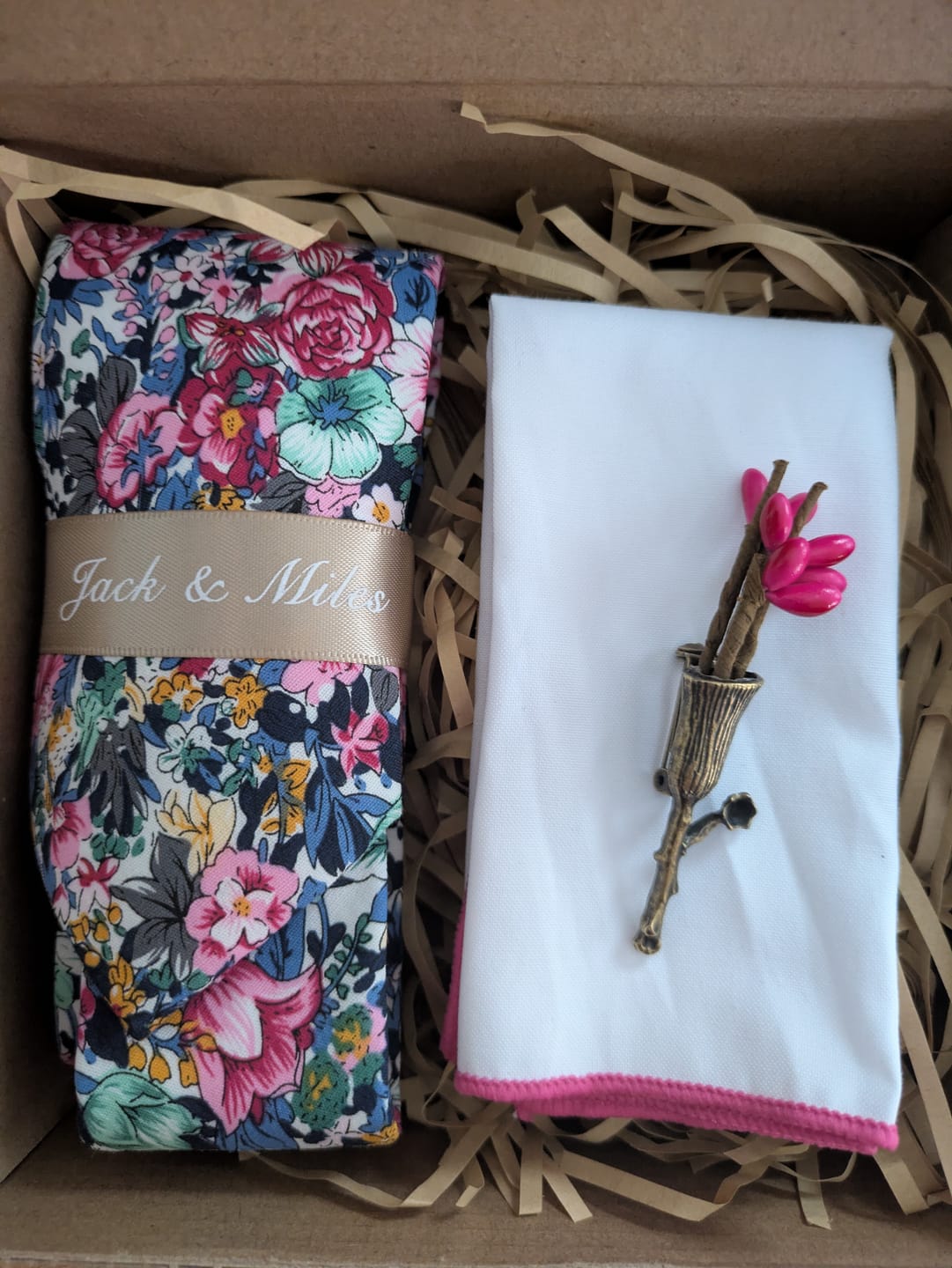 Customer photo review of The Pink Watercolor Floral Tie Set