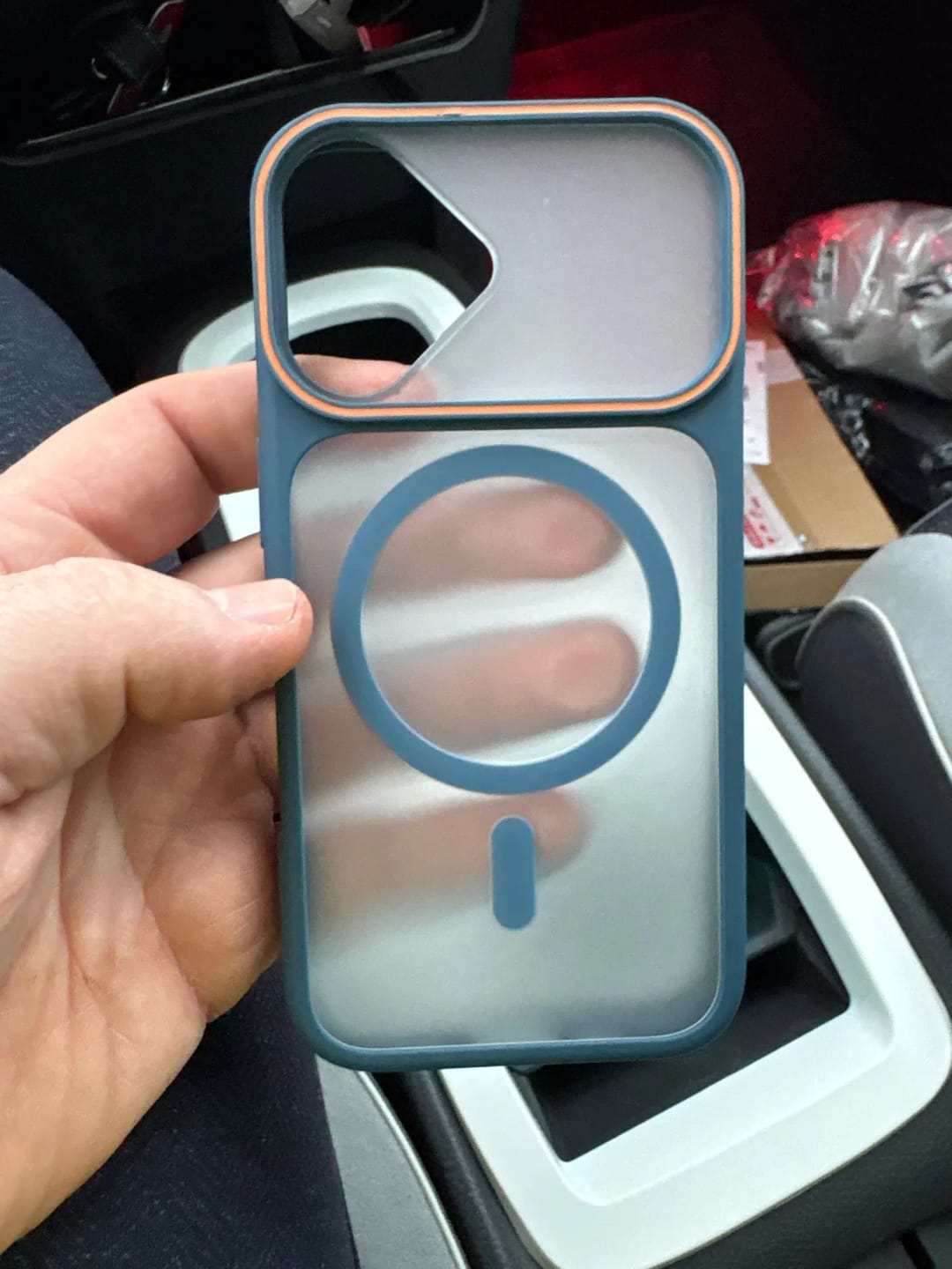 Customer photo review of LuxuryKase Frosted Clear Mag-Safe Case | Translucent Matte Back | Soft TPU Bumper + Hard PC Back | Raised Camera Protection | Wireless Charging Compatible For iPhone & Samsung Series