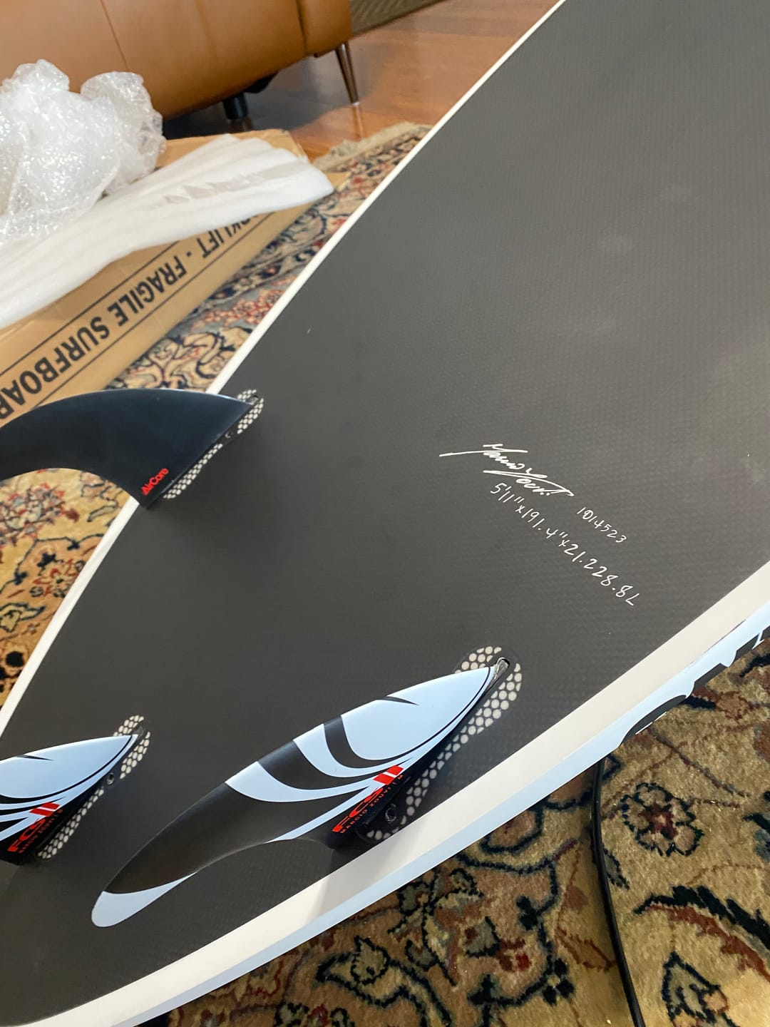 Customer photo review of SHARPEYE INFERNO 72 C1 CARBON "5'11 X 19 1/4 X 2 1/2 @28.8L"