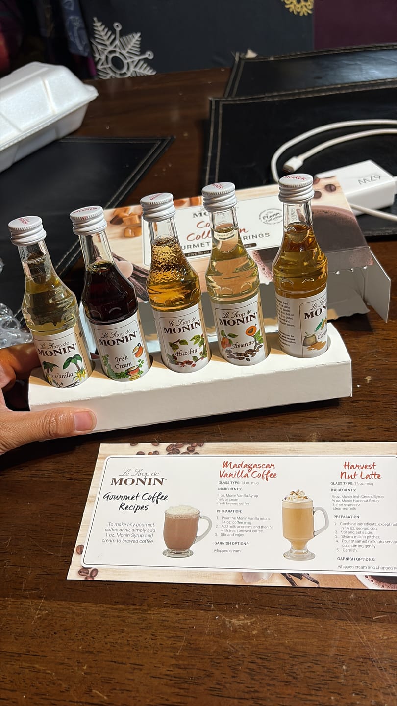 Customer photo review of Syrup Monin Coffee Collection 5 Sabores de 50 Ml c/u