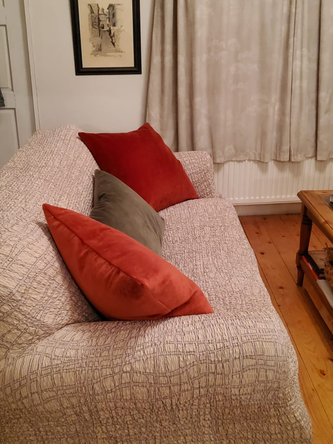 Customer photo review of 2 Seater Sofa Cover - Graffio Beige, Microfibra Printed