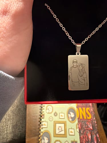 Customer photo review of Soulmate Custom Engraved Photo Tag Necklace