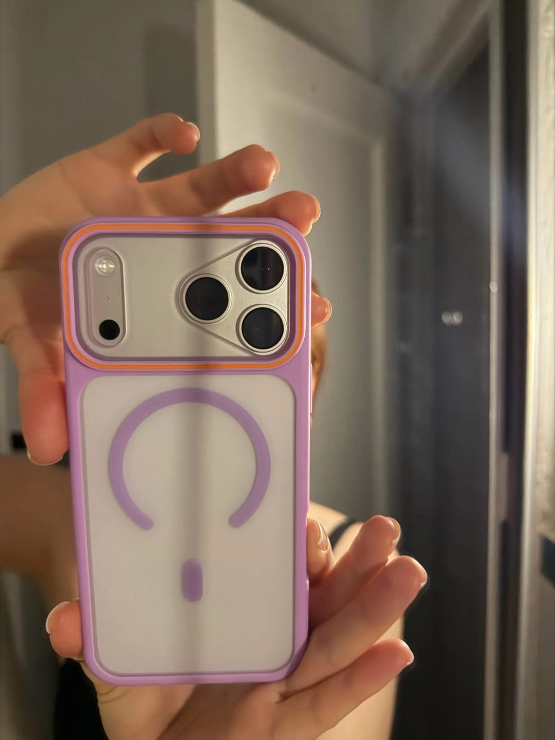 Customer photo review of LuxuryKase Frosted Clear Mag-Safe Case | Translucent Matte Back | Soft TPU Bumper + Hard PC Back | Raised Camera Protection | Wireless Charging Compatible For iPhone & Samsung Series