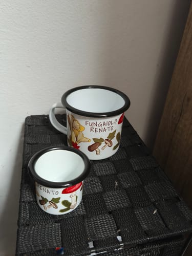 Customer photo review of Funghi – tazza smaltata