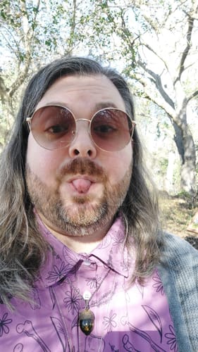 Customer photo review of Bones and Flowers Purple Button Up Shirt