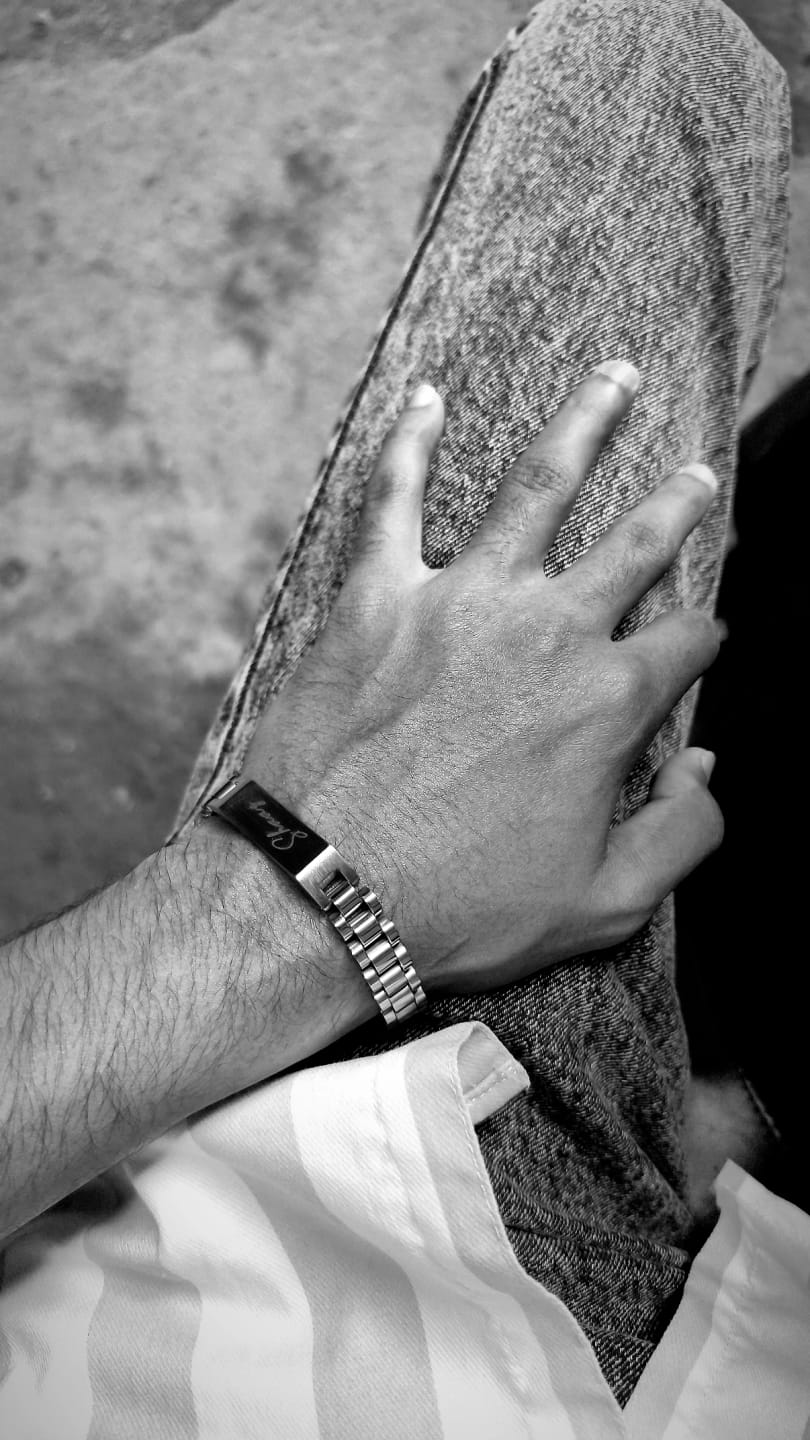 Customer photo review of Personalised Stark Silver Bracelet