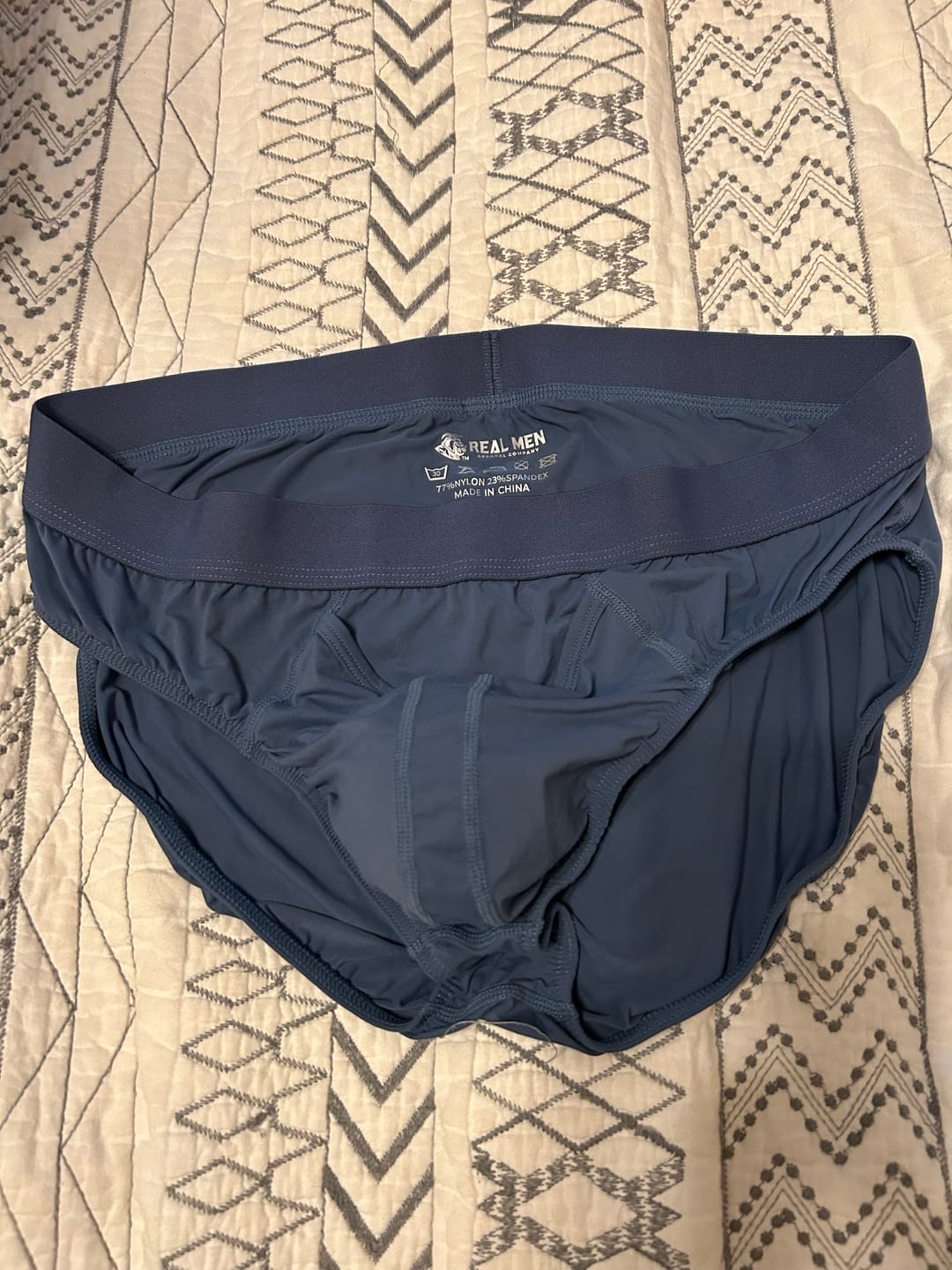 Customer photo review of Brushed Nylon Briefs V-Fly 3pk Black/Denim/Gray