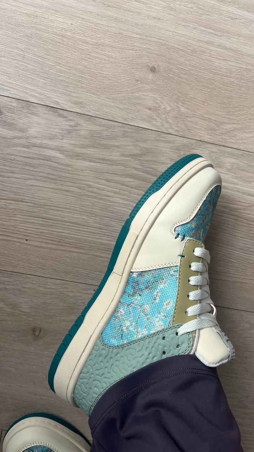 Customer photo review of Van Gogh Almond Blossoms inspired sneakers