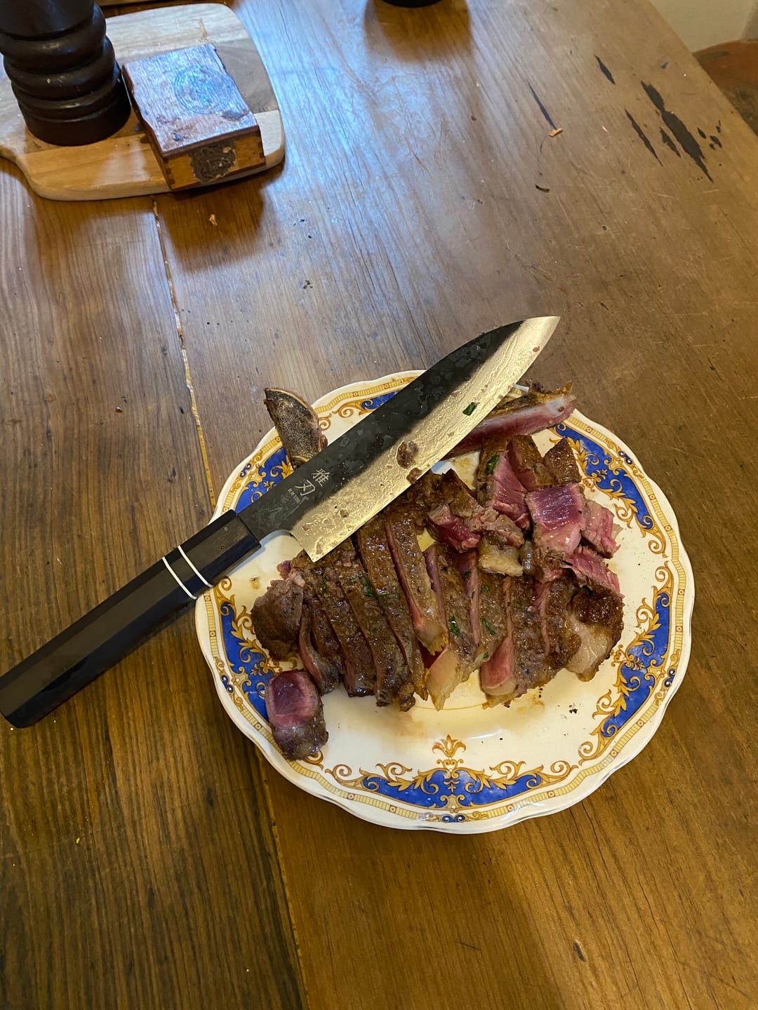 Customer photo review of Gyuto Blue Steel Ebony Wood Handle