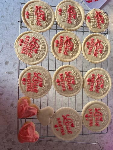 Customer photo review of Valentines Day Cookie Stamp - Customizable Made With Love