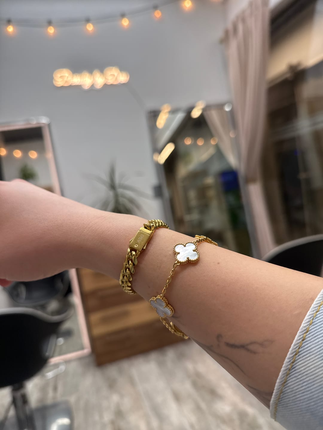 Customer photo review of 925 Silver, Lucky Clover Leaf Bracelet, 18K Gold Plated