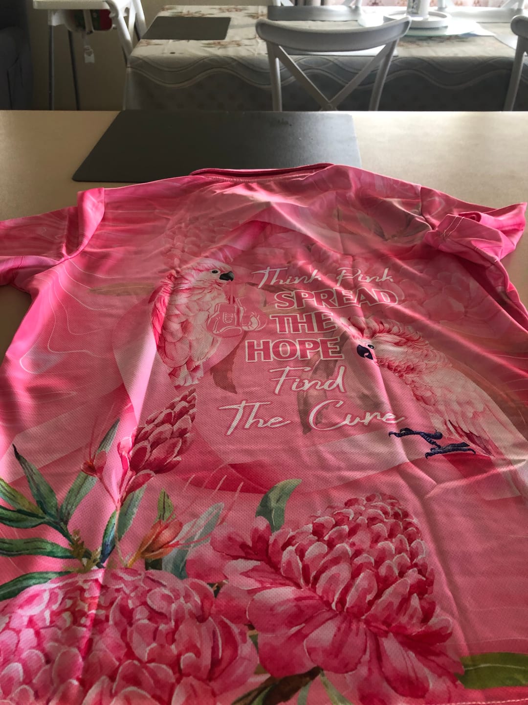Customer photo review of Australia Breast Cancer Awareness Women Polo Shirt Think Pink Cockatoos Ribbon LT14