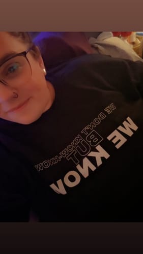 Customer photo review of We Know Crewneck