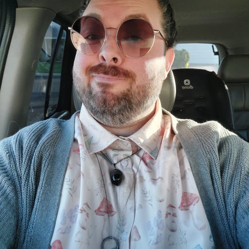 Customer photo review of Mushroom Watercolor Button Up Shirt