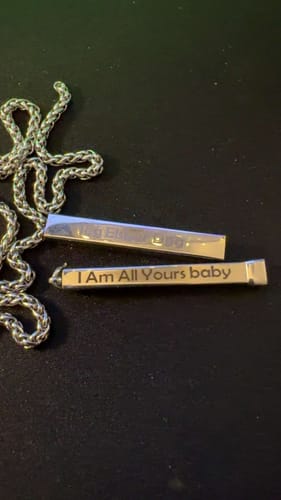 Customer photo review of Custom Text Engraved Secret Message Necklace
