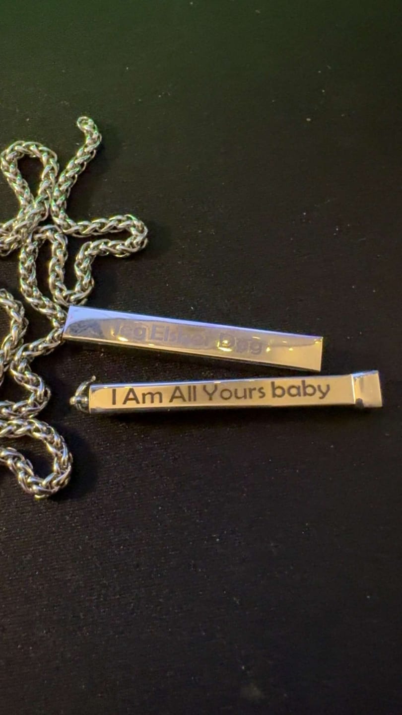 Customer photo review of Custom Text Engraved Secret Message Necklace