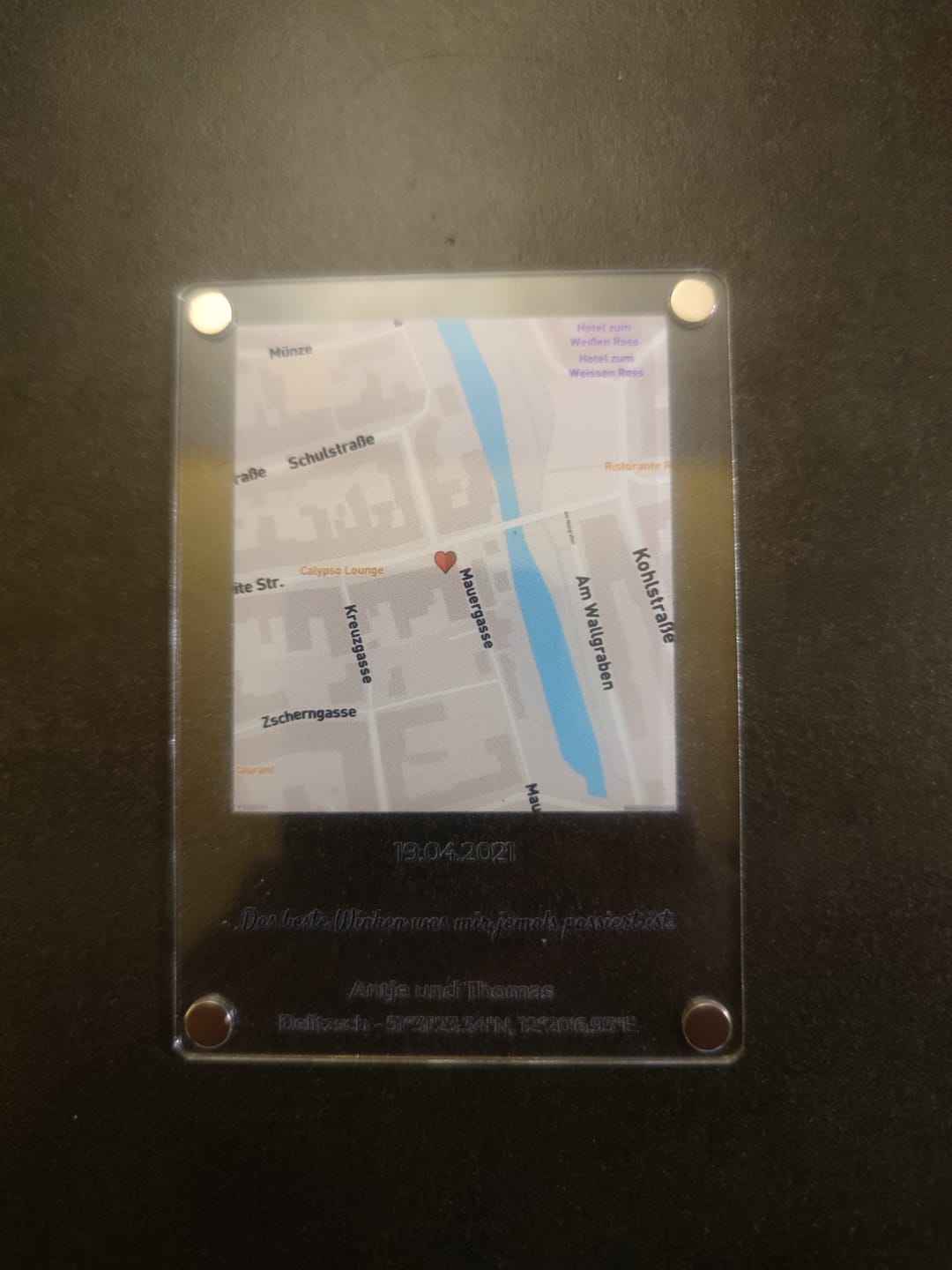 Customer photo review of "Unser Ereignis" - Acryl Magnet