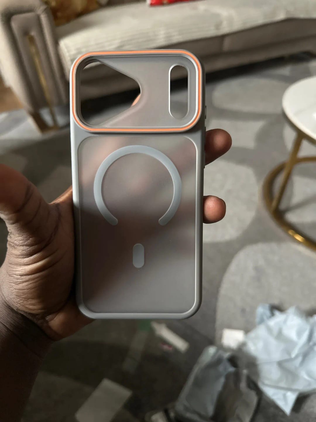 Customer photo review of LuxuryKase Frosted Clear Mag-Safe Case | Translucent Matte Back | Soft TPU Bumper + Hard PC Back | Raised Camera Protection | Wireless Charging Compatible For iPhone & Samsung Series