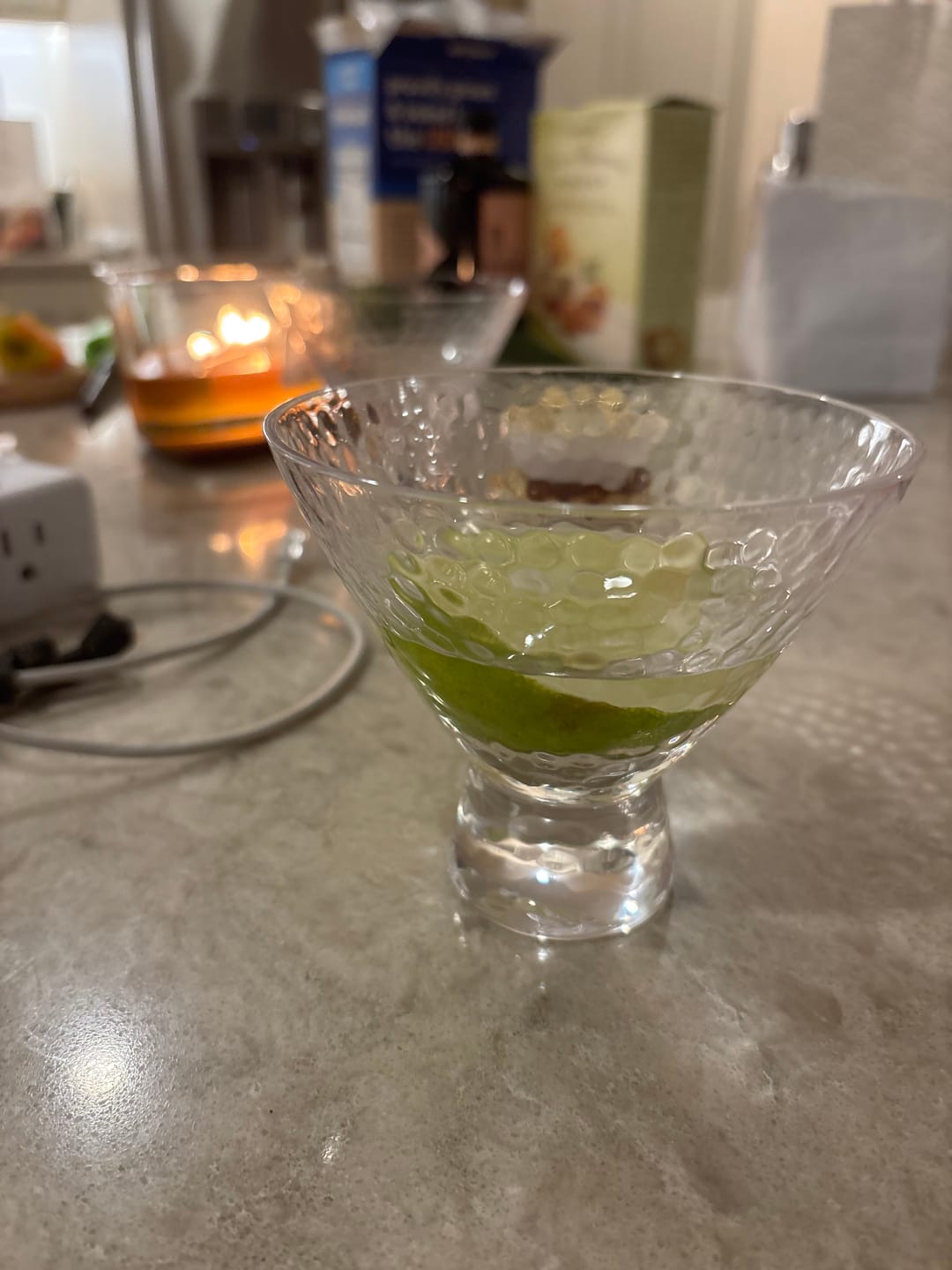 Customer photo review of Clear Hammered Cocktail Martini Glasses - 8.5oz (Set of 2,4, or 6)