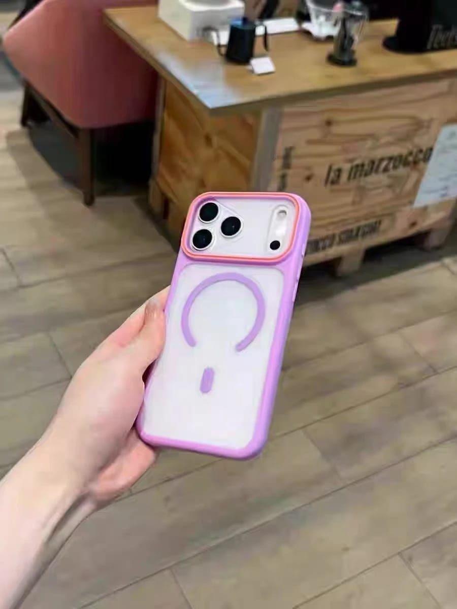 Customer photo review of LuxuryKase Frosted Clear Mag-Safe Case | Translucent Matte Back | Soft TPU Bumper + Hard PC Back | Raised Camera Protection | Wireless Charging Compatible For iPhone & Samsung Series