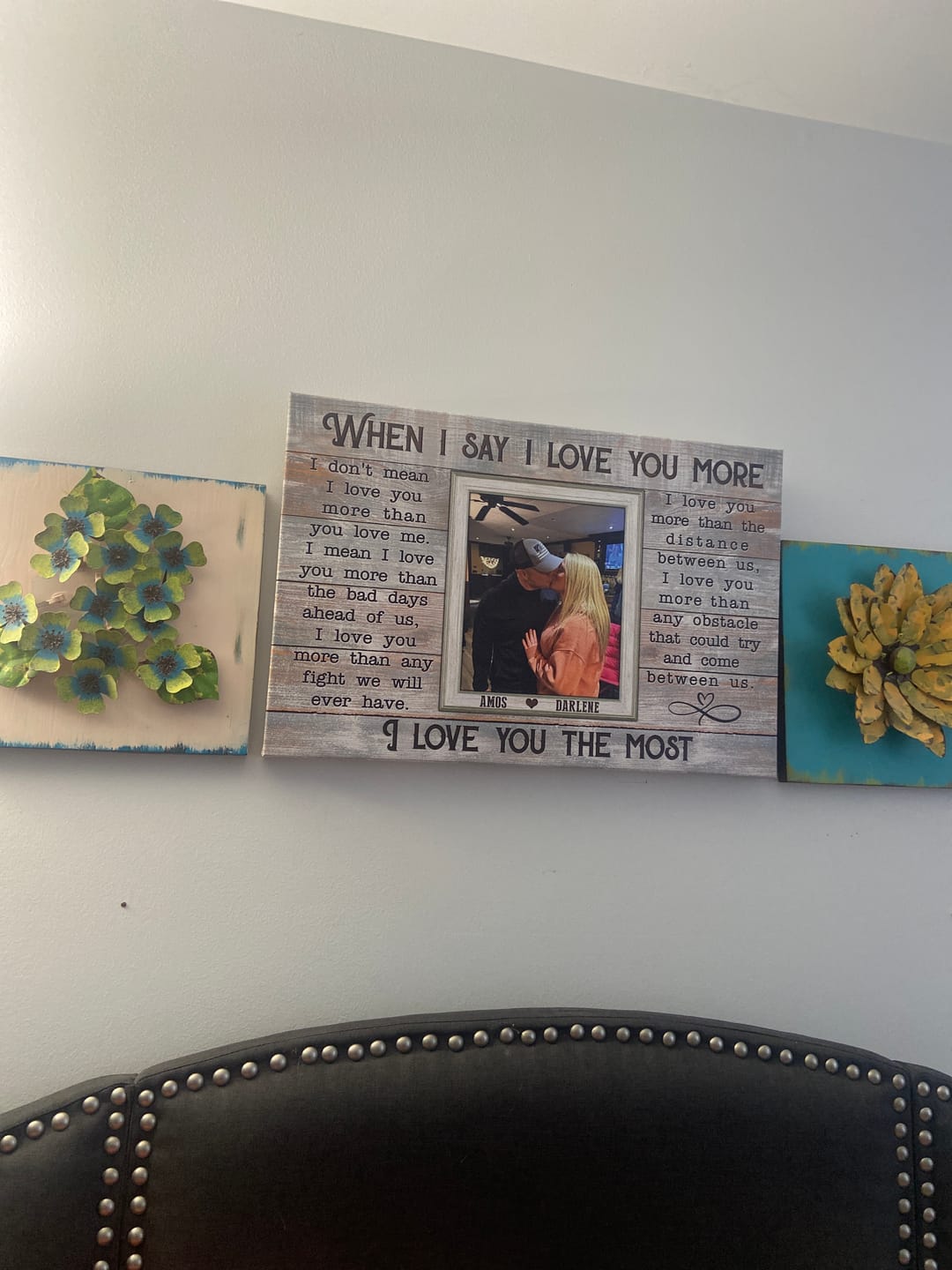 Customer photo review of Personalized Canvas Prints, Custom Photos, Loving Gift For Couple, Couple Gift, Anniversary Gift, When I Say I Love You More Dem Canvas