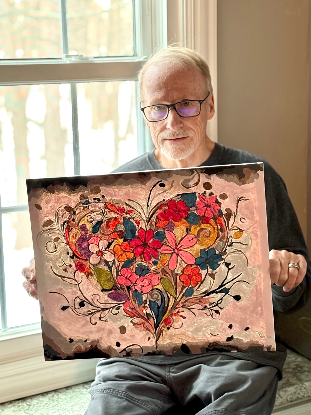 Customer photo review of Abstract Heart | Paint by numbers