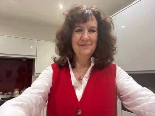 Customer photo review of Brand New Post Box Red Luxury Cashmere V Neck Waistcoat Medium UK 12-14