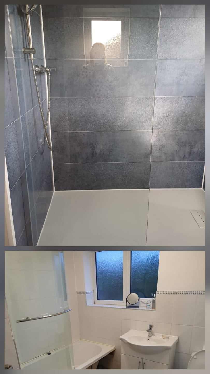 Customer photo review of 10mm Roman Blue Matt Shower Panel 1M x 2.4M