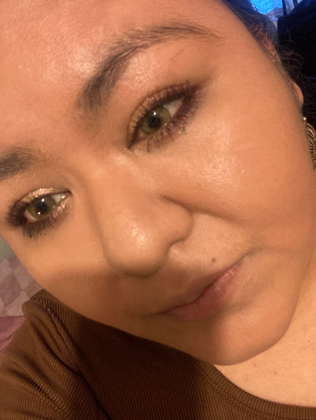 Customer photo review of Vela Dark Brown Prescription Colored Contact Lenses